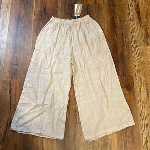 NEW Woolovers Tan 100% Linen Culottes Women’s Size 8 NWT